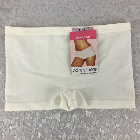 barely there Flawless Fit Microfiber White Boyshort Panty Size M/6 - Picture 2 of 11